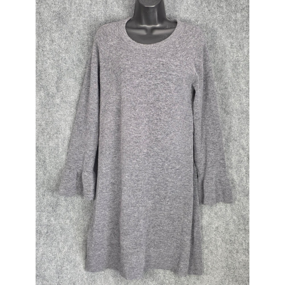 Banana Republic Dress Medium Gray Heather Knit Long Sleeve‎ Ruffle Cuff Comfy